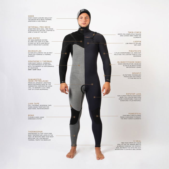 Viper 6/5/4mm Blindstitched Yamamoto Hooded Wetsuit Mens