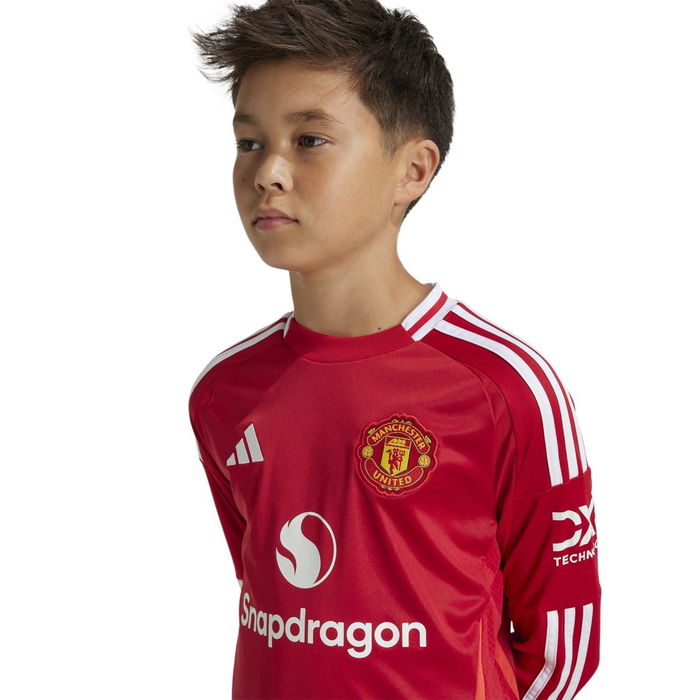 Manchester United Home Long Sleeve Shirt 2024 2025 Juniors