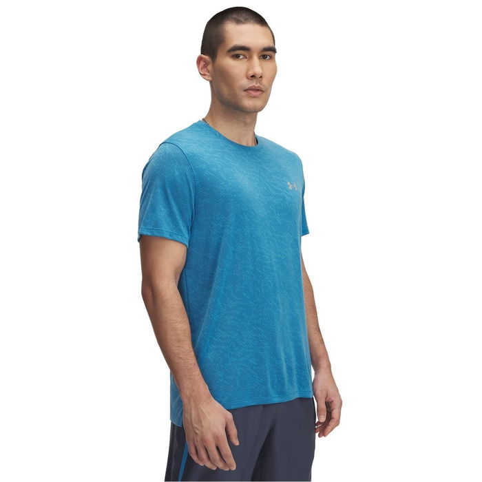 UA Launch Camo Shortsleeve Running Top Mens