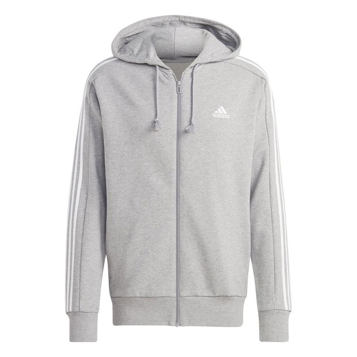 Essentials French Terry 3 Stripes Zip Hoodie Mens