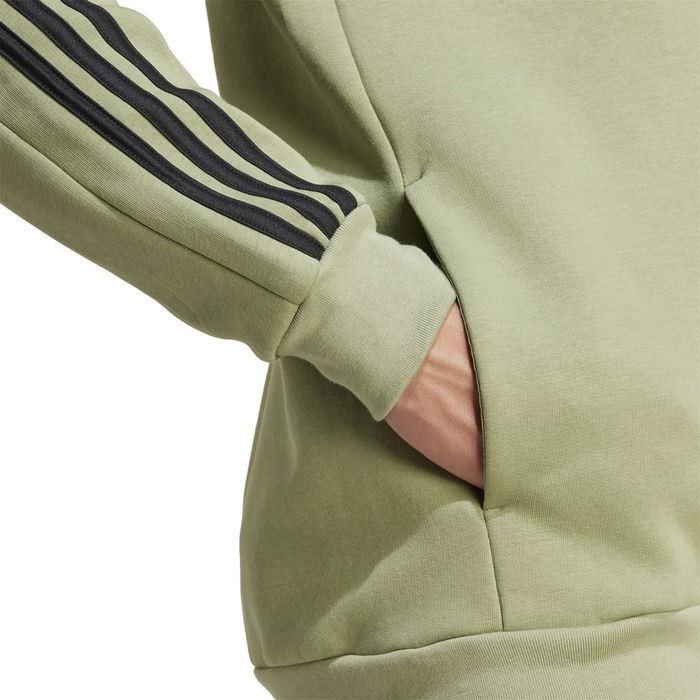 Fleece 3 Stripes Full Zip Hoodie Mens