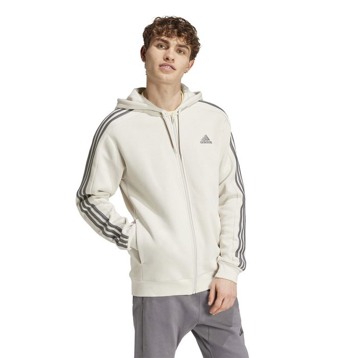 Fleece 3 Stripes Full Zip Hoodie Mens