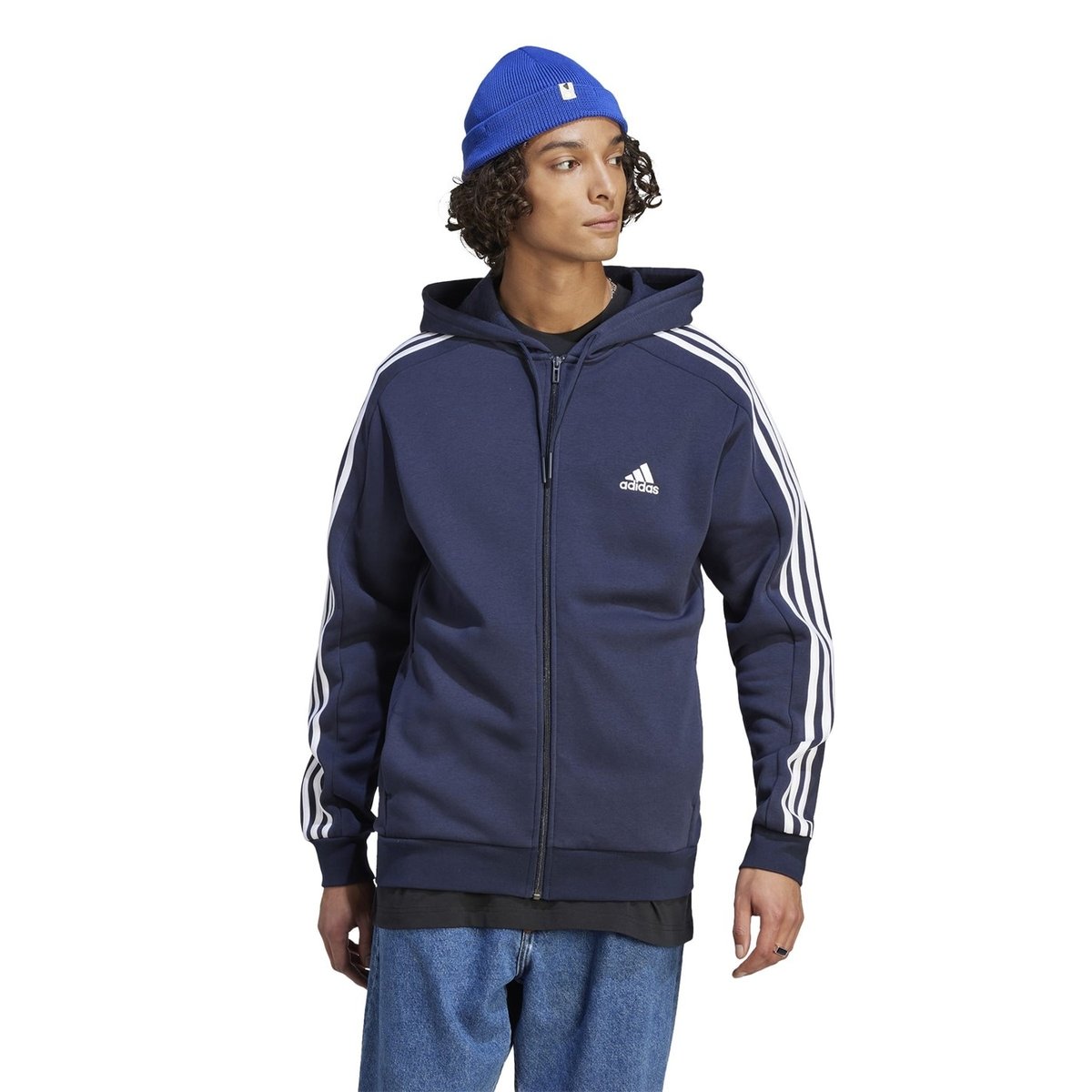 Adidas originals tape hot sale fleece full zip hoodie