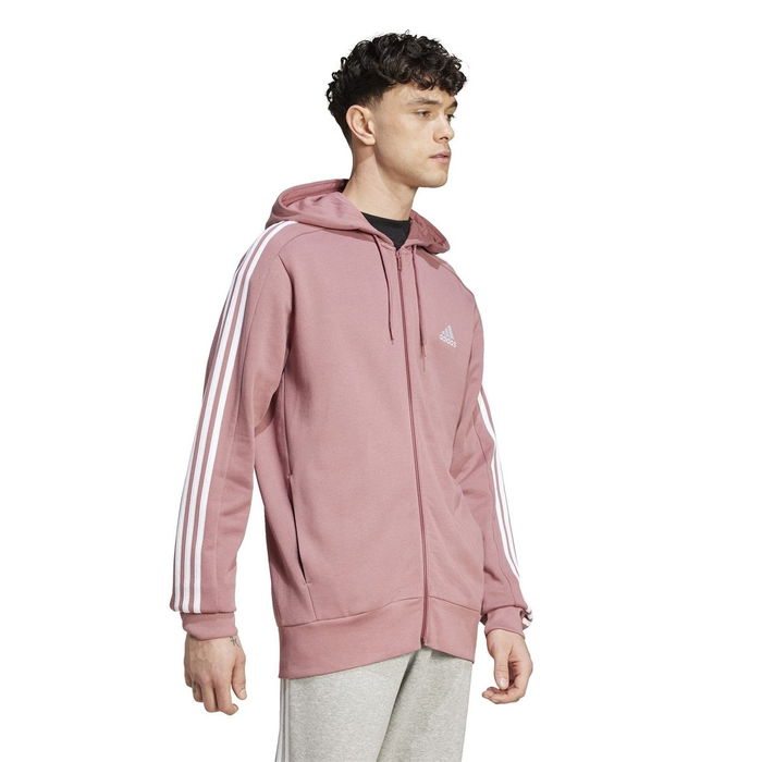 Essentials French Terry 3 Stripes Zip Hoodie Mens