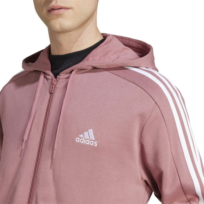 Essentials French Terry 3 Stripes Zip Hoodie Mens