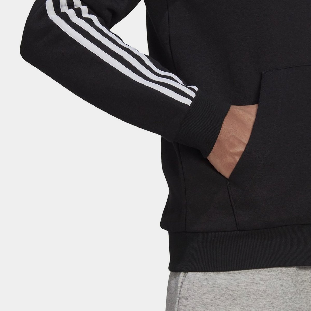 Adidas hoodie clearance black white stripes