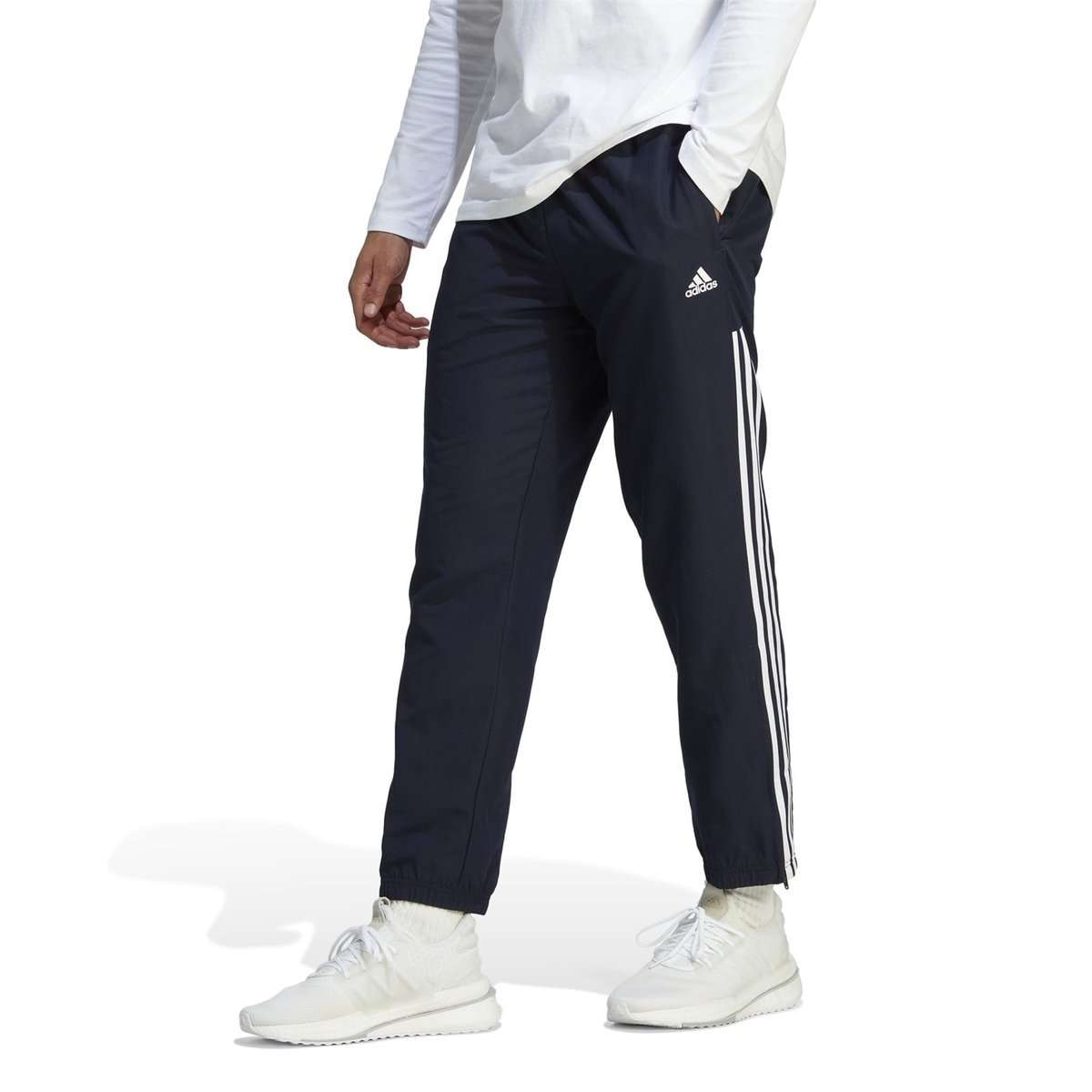 adidas Mens Samson 4.0 Tracksuit Bottoms Navy White 40.00