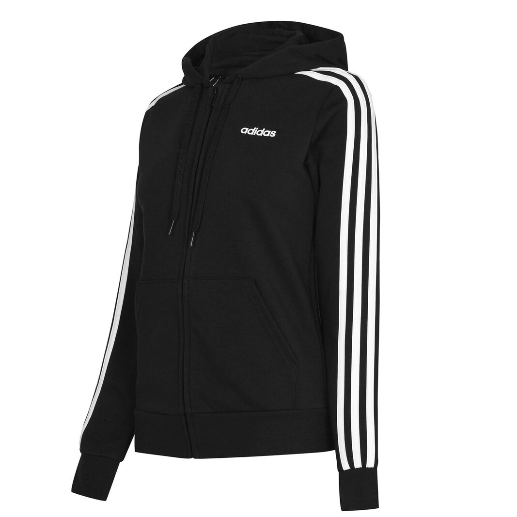 Adidas 3 stripe hoodie womens black best sale