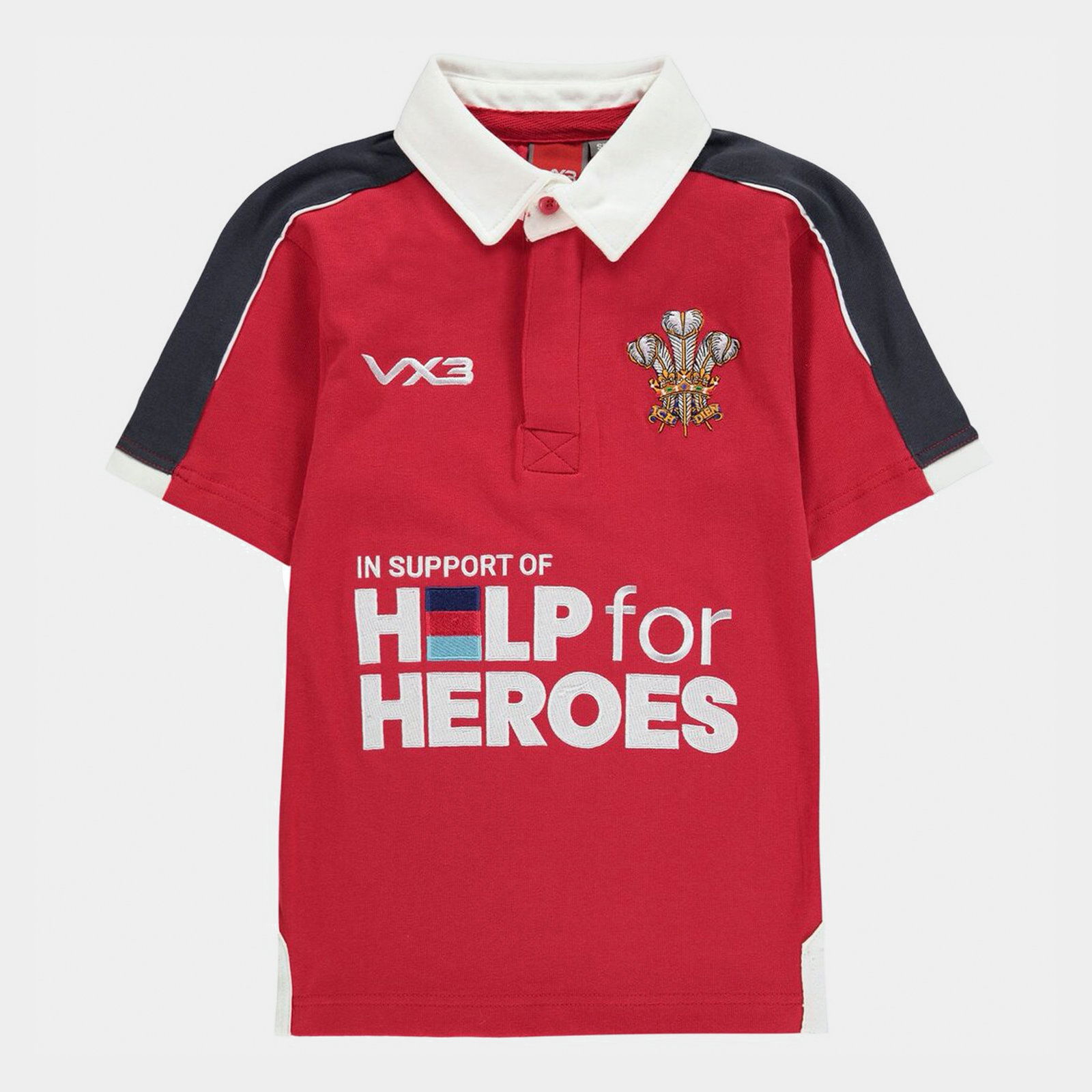 VX 3 Help For Heroes Wales Rugby Shirt Juniors Red 14.00