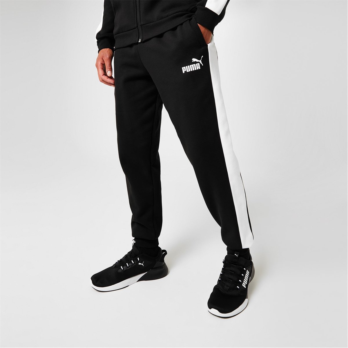 Puma Clean Fleece Tracksuit Mens Black White 57.00