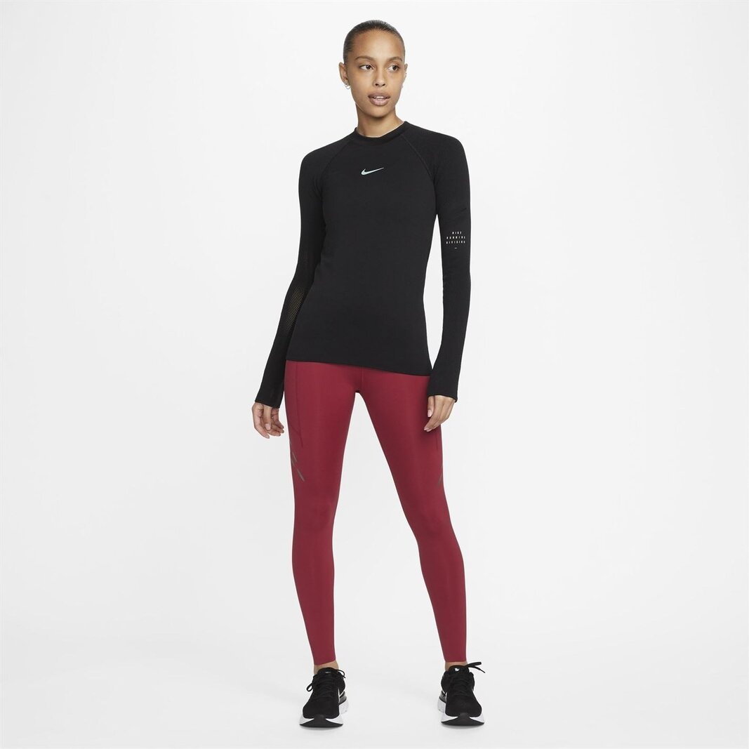Nike Dri-Fit Running Leggings Black/Purple Leggings Ankles Large Back  Pocket | eBay