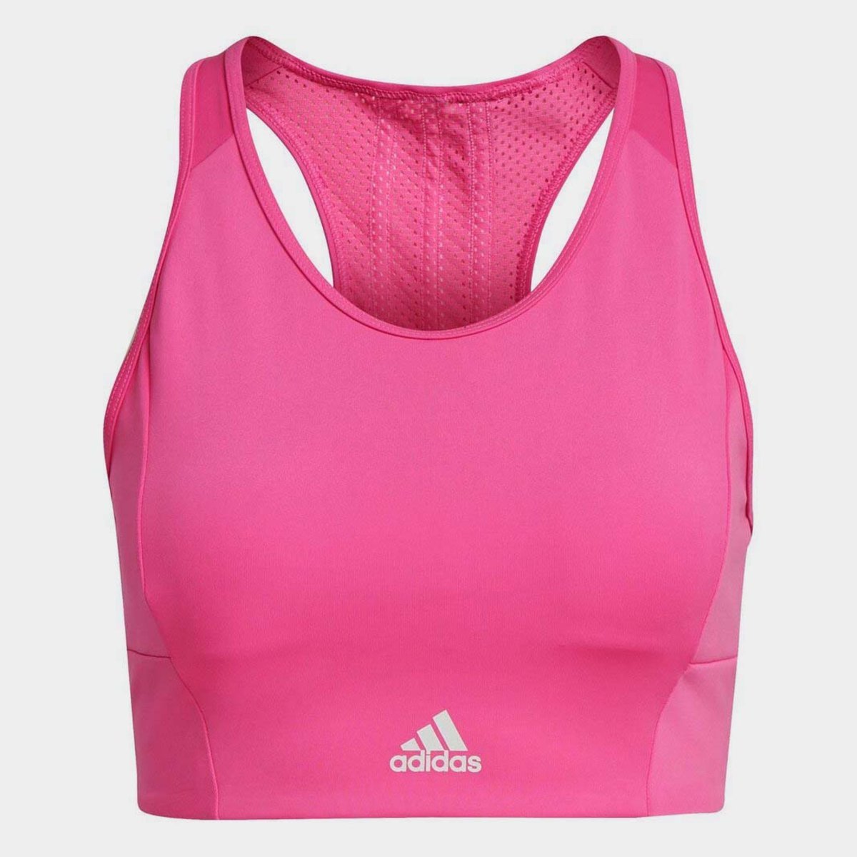 adidas Training aeroknit logo light support sports bra in bright pink
